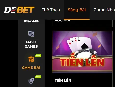 Game bài tiến lên tại Debet